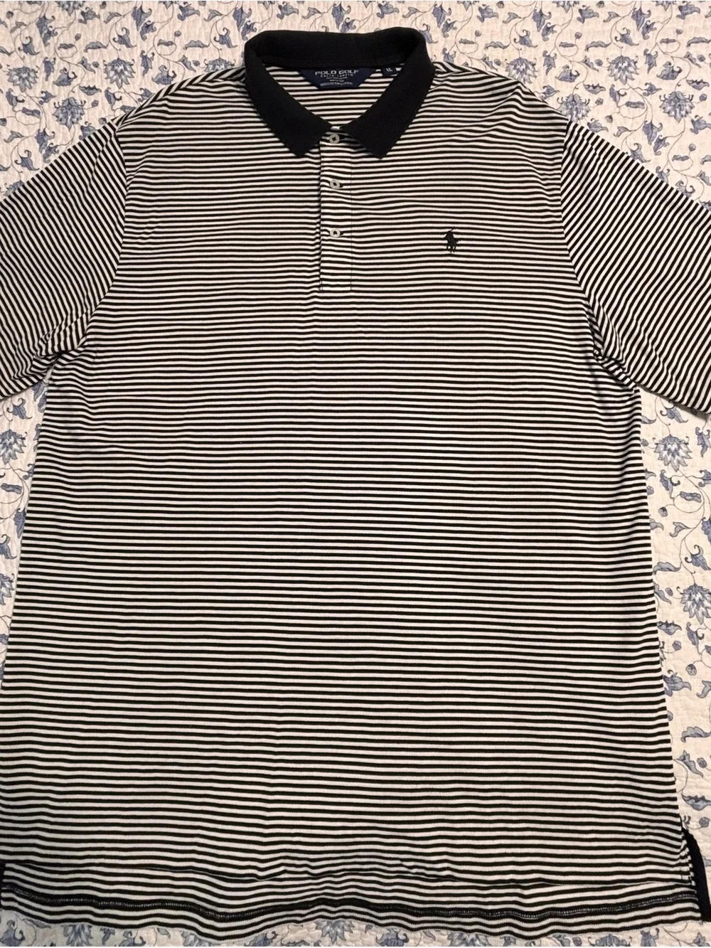 Polo Golf Ralph Lauren Polo Shirt Mens XL Black White Stripe Pima Cotton Golf